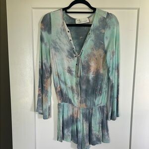 Tie-Dye Long Sleeve Romper